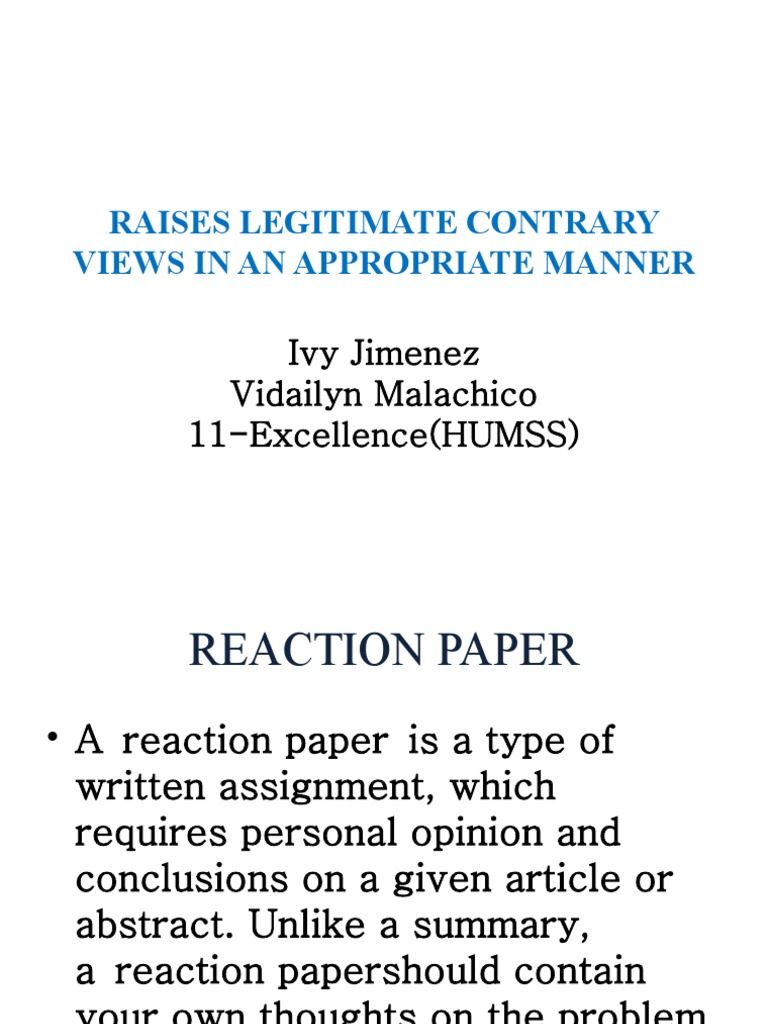 Raises Legitimate Contrary Views in An Appropriate Manner: Ivy Jimenez ...