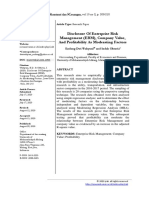 Disclosure of Enterprise Risk Management (ERM), Company Value, and Profitability As Moderating Factors