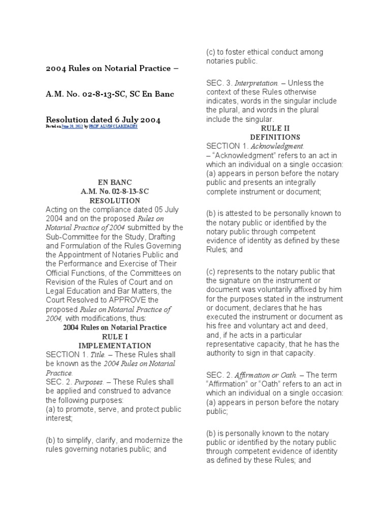 2004 Rules On Notarial Practice | PDF | Notary Public | Signature