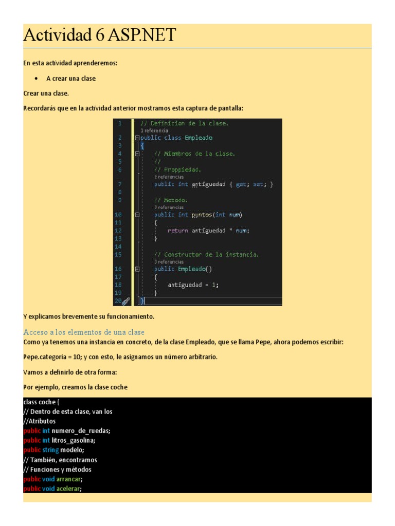 Creación de Clases en ASP.NET C# | PDF | Objeto (informática) | C Sharp ...