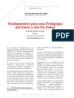 Fundamentos para Una Pedagogia Del Saber y Del No Saber