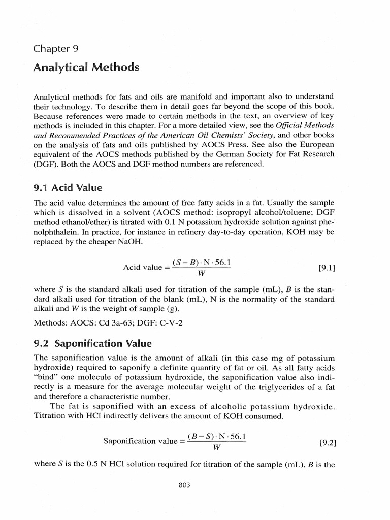 Analytical Methods for Fats and Oils | PDF | Analytical Chemistry | Atoms