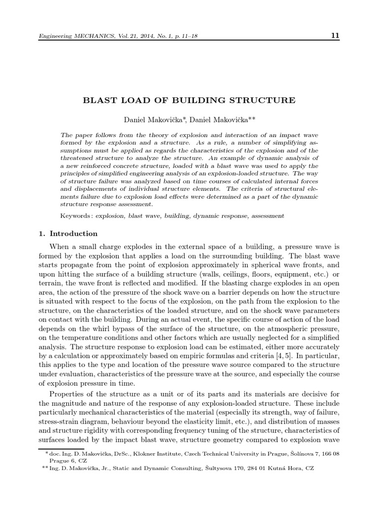 Blast Load Analysis for Building Structures | PDF | Waves | Fracture