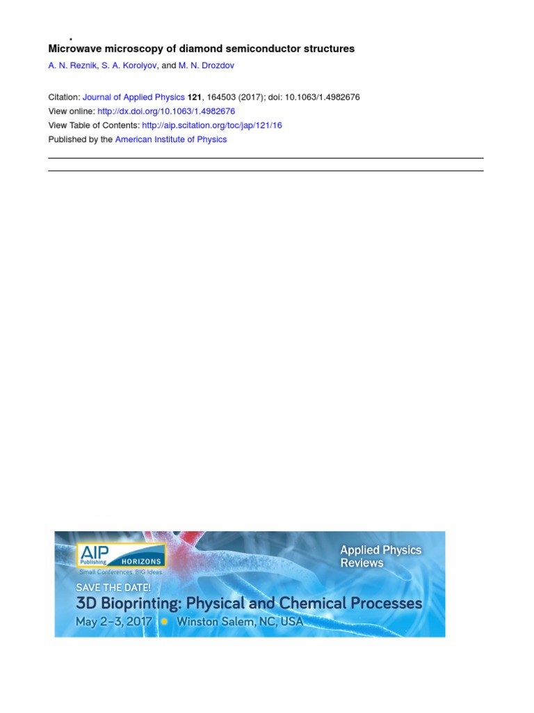 Microwave Microscopy of Diamond Semiconductors | PDF | Epitaxy ...