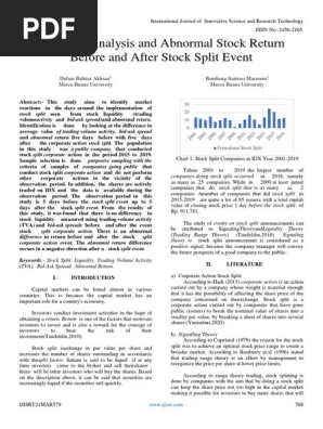 Liquidity Analysis and Abnormal Stock Return Before and After Stock Split Event