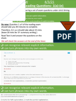 Practise Reading Questions-1 (A) - (E) : LO: To Practice Answering A Set of Exam Questions Under Strict Timing