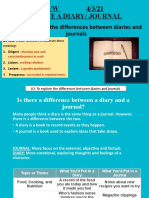 C/W 4/3/21 Create A Diary/ Journal: LO: To Explore The Differences Between Diaries and Journals