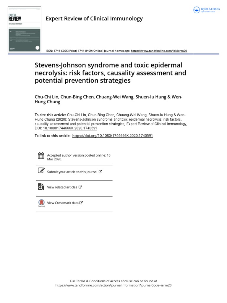 SJS and TEN: Risk Factors and Prevention | PDF | Natural Killer Cell ...