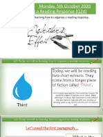 C/W Monday, 5th October 2020 Organising A Reading Response (Q2d)