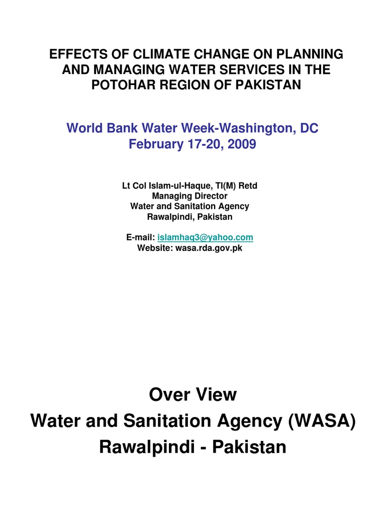Climate Change Impact on Potohar Water Management | PDF | Water ...