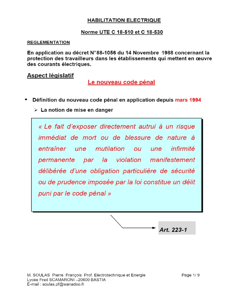 Habilitation Electrique. Norme Ute C Et C - PDF Téléchargement Gratuit