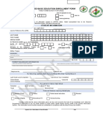 Modified Basic Education Enrollment Form: This Form Is Not For Sale.