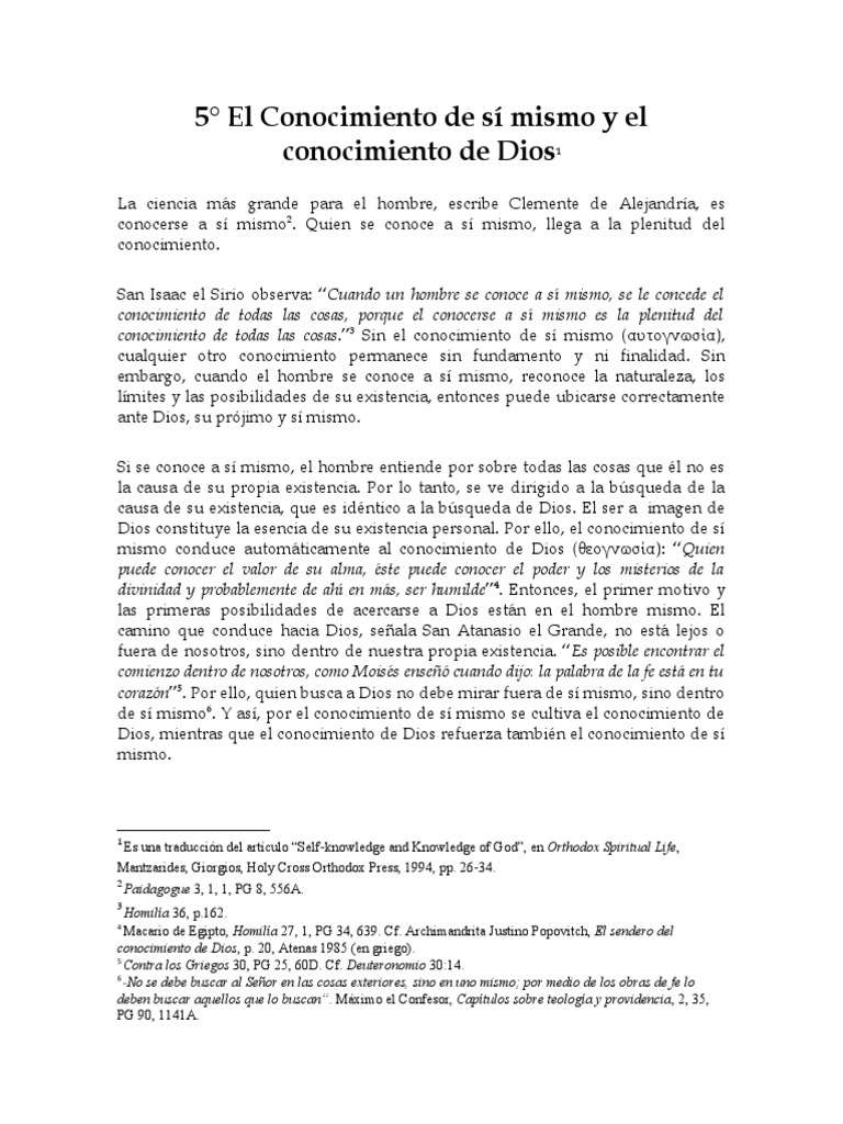 El Conocimiento de Si Mismo y El Conocimiento de Dios | PDF | Cristo ...