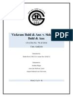 Vickram Bahl & Anr. v. Siddhartha Bahl & Anr.: CS (OS) No. 78 of 2016 Casе Analysis