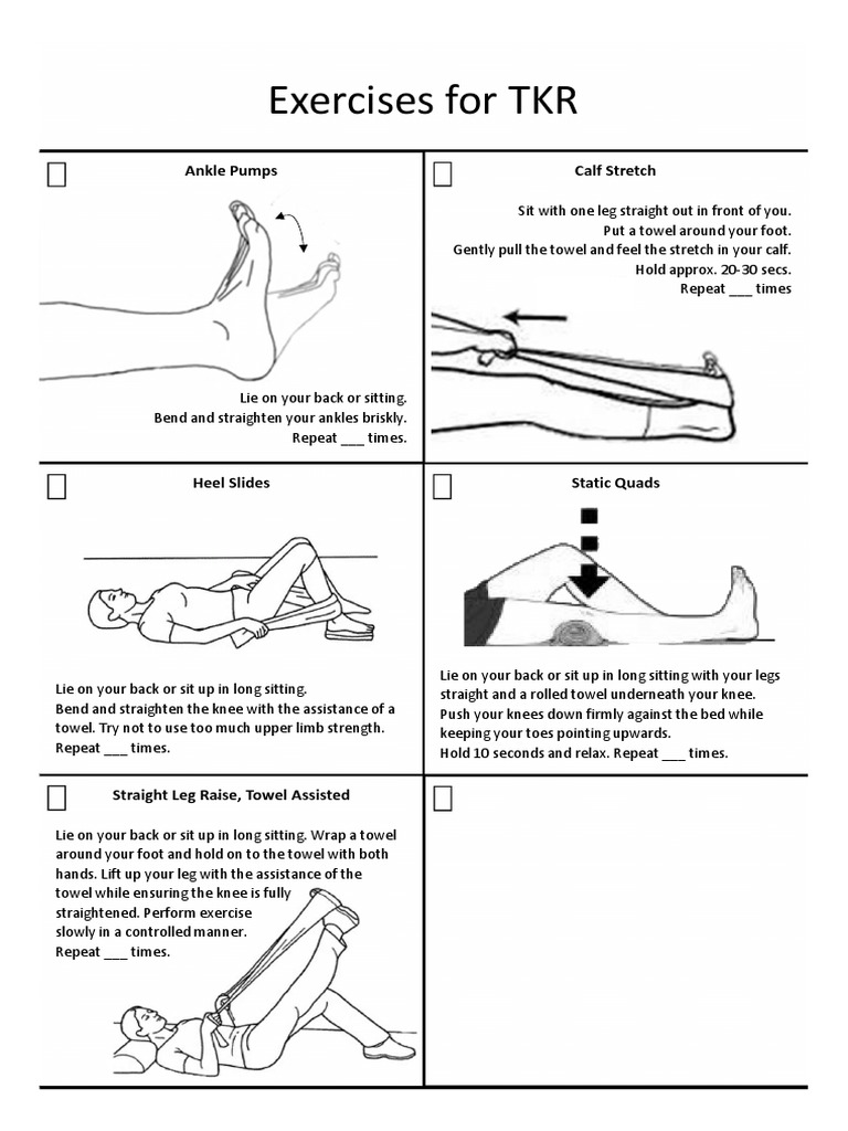 Exercises For TKR Calf Stretch Ankle Pumps PDF
