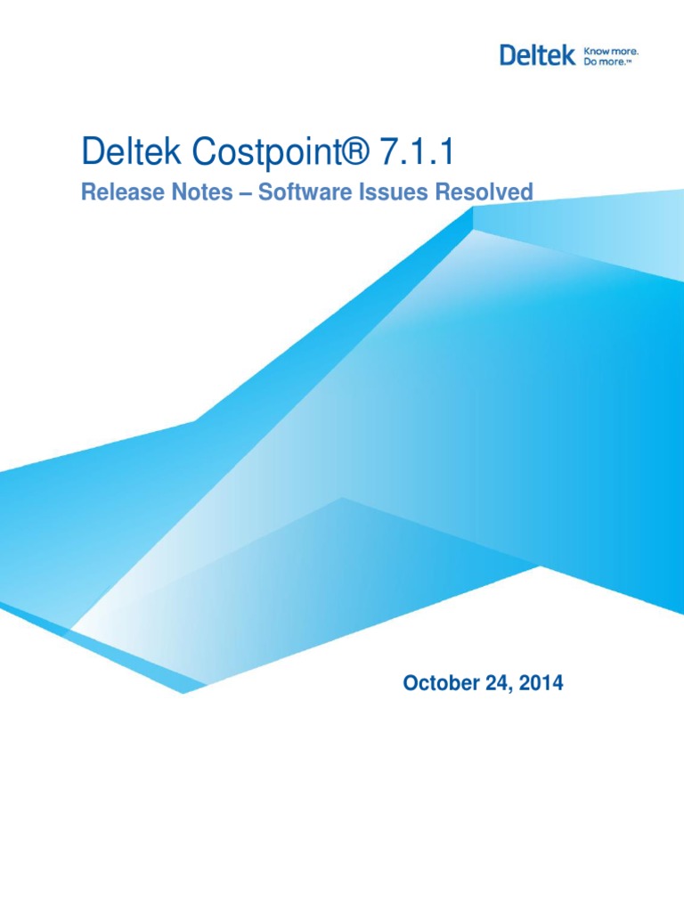 Deltek Costpoint 711 Release Notes Software Issues Resolved | PDF ...