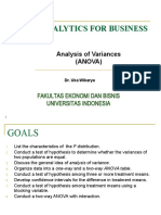 Data Analytics For Business: Analysis of Variances (Anova)