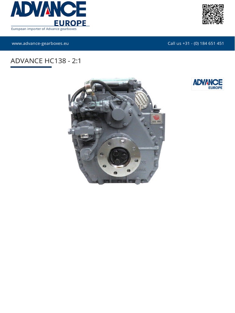 ADVANCE HC138 - 2:1: WWW - Advance-Gearboxes - Eu Call Us +31 - (0) 184 ...