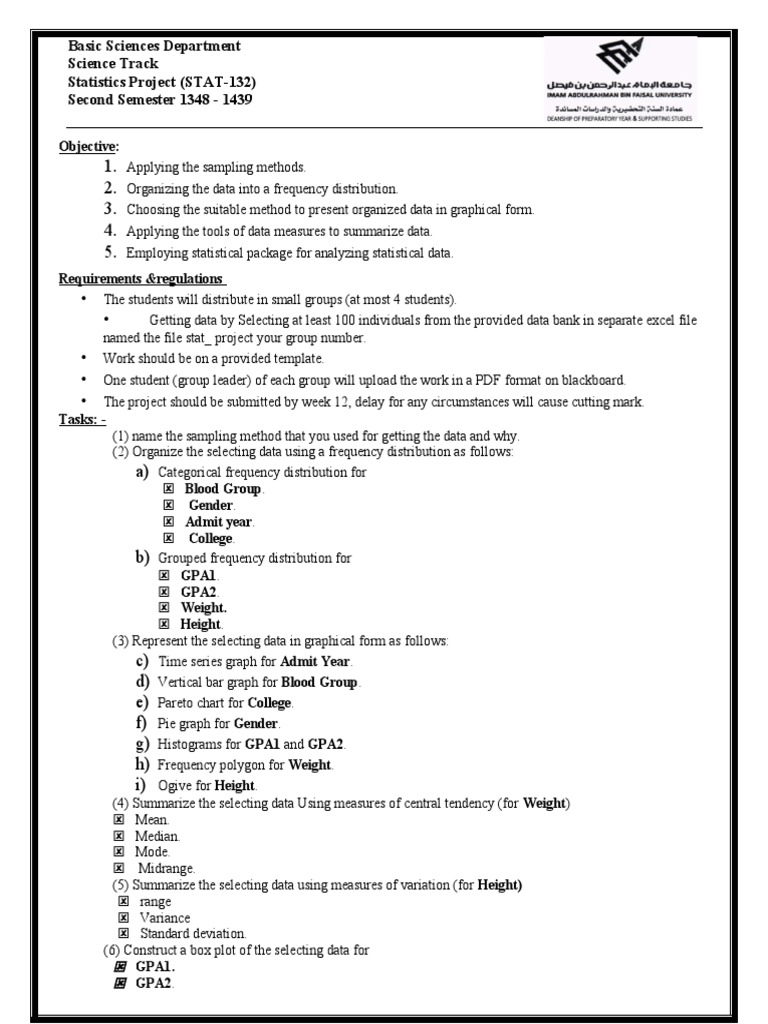 STAT-132 Statistics Project Guidelines | PDF | Teaching Methods ...