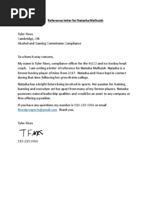Sports Scholarship Reference Letter