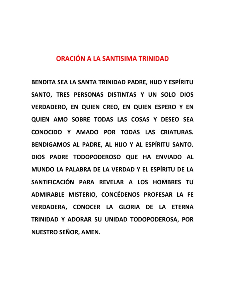 Oración A La Santisima Trinidad | PDF