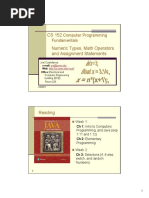 CS 152 Numeric Types, Math Operators and Assignment Statements