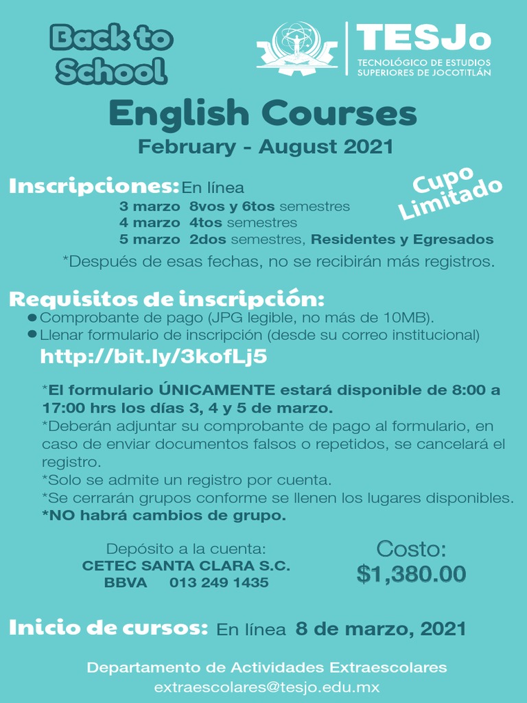 English Courses Registration 2021 | PDF