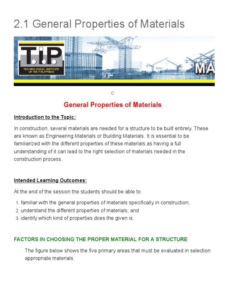 Properties of Construction Materials | PDF | Deformation (Engineering ...