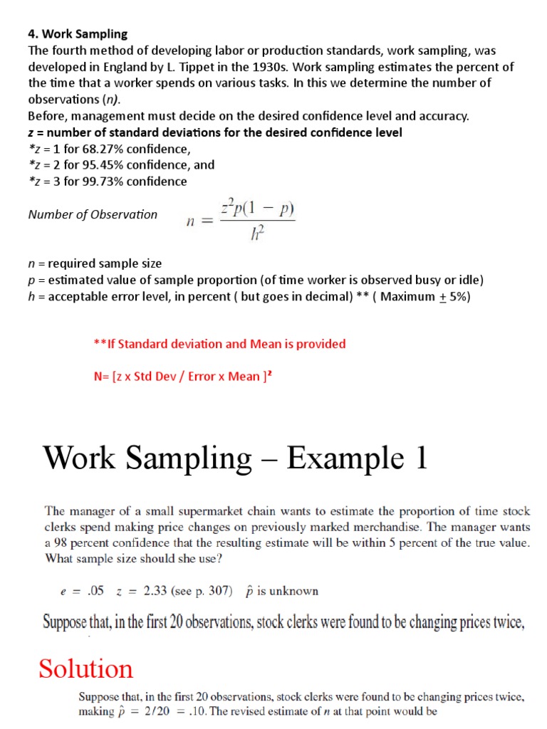 Work Sampling Examples PDF