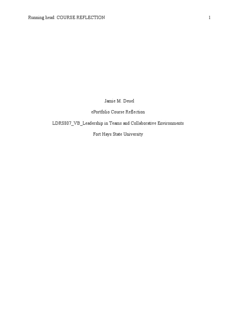 Leadership in Teams and Collaborative Environments Course Reflection ...