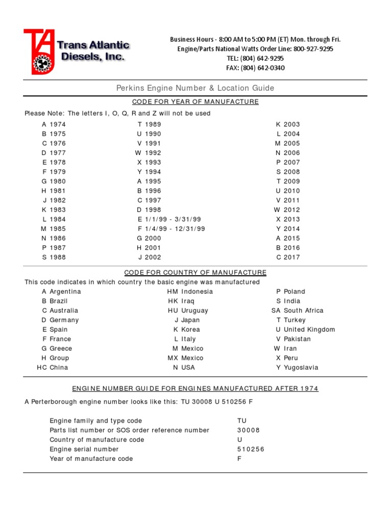 Perkins Engine Number Guide | PDF | Propulsion | Engine Technology