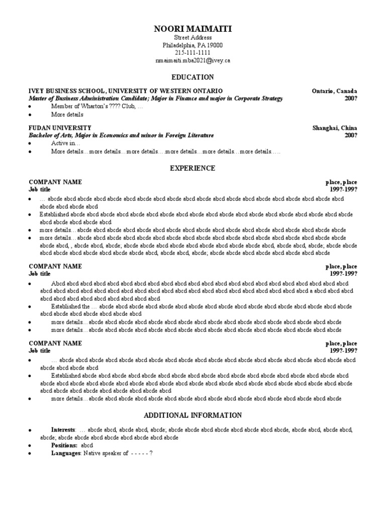 Wharton Resume Template Download - 1717267201