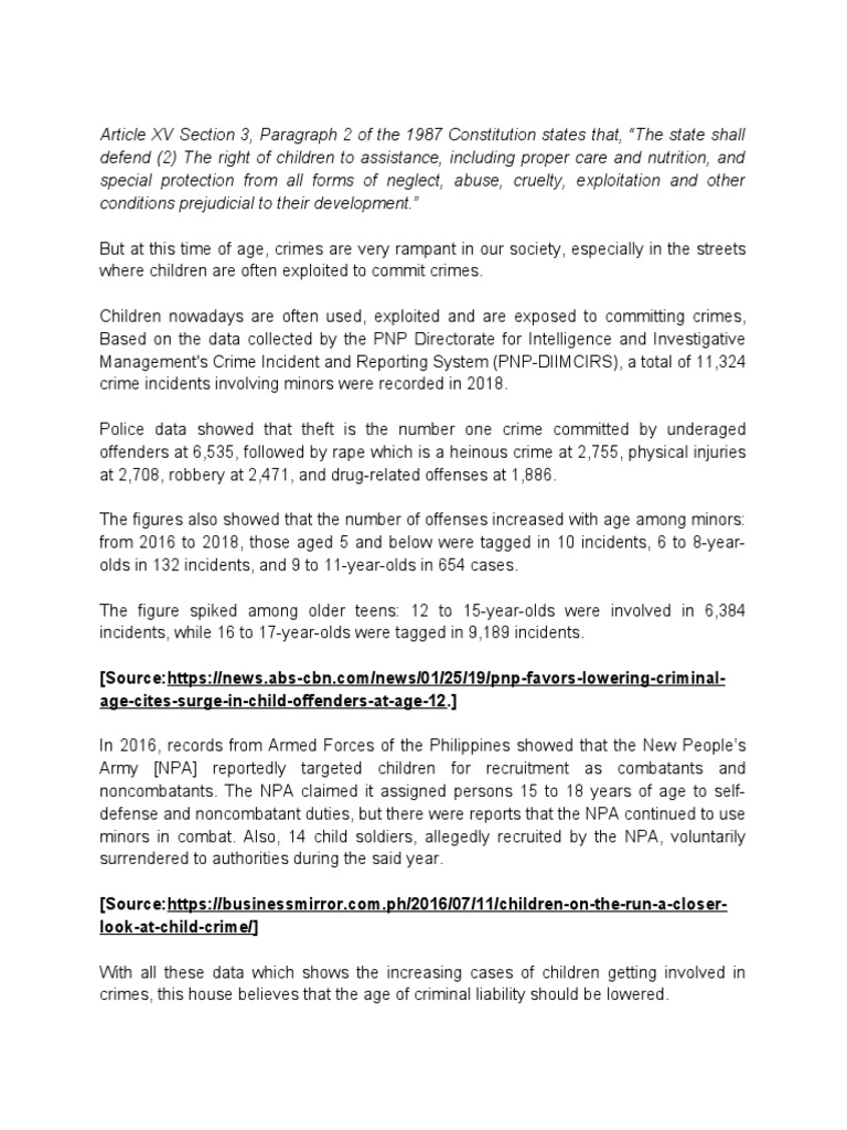 The Age of Criminal Liability Should Be Lowered PDF Prison Crime