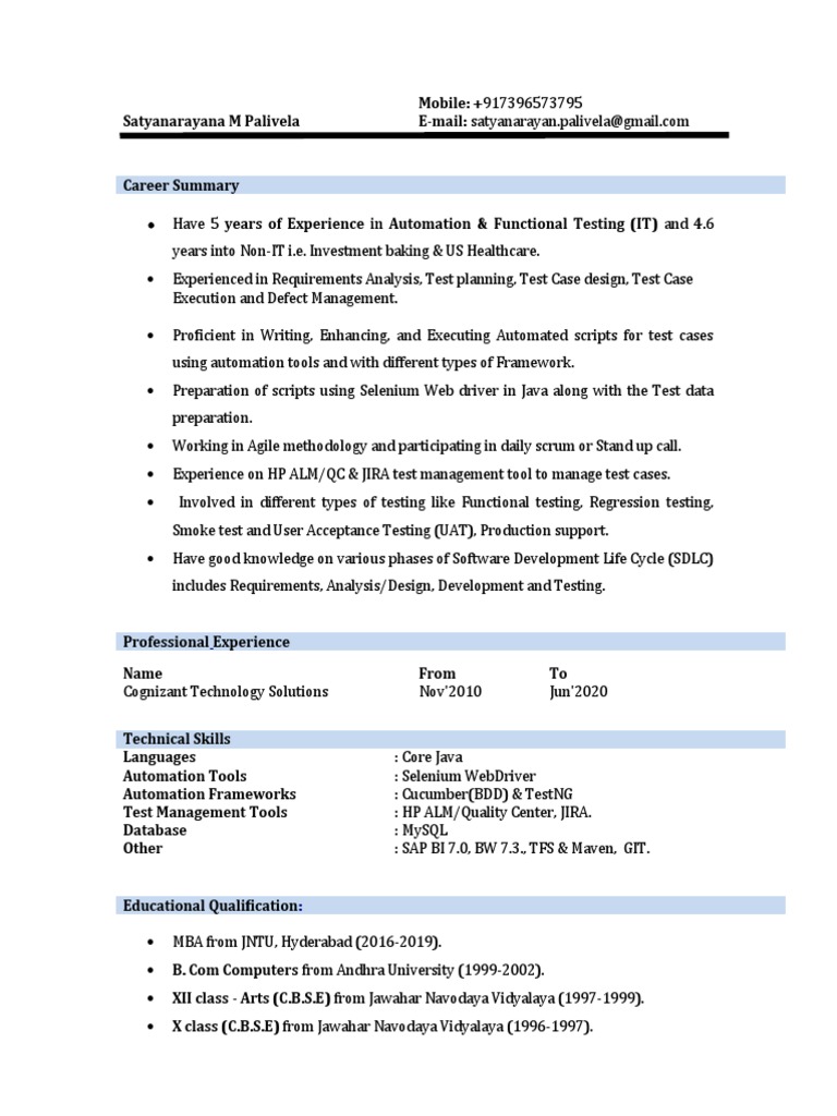 SatyanarayanaMPalivela (5 0) | PDF | Software Testing | Selenium (Software)