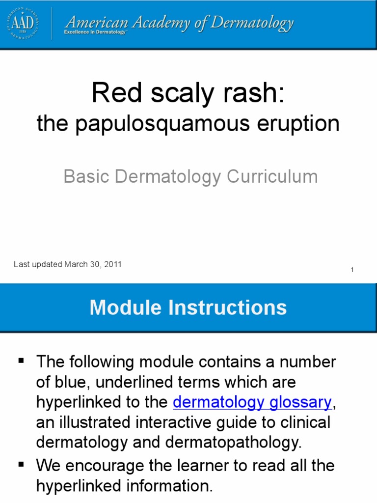 Red Scaly Rash Module | PDF | Psoriasis | Dermatitis