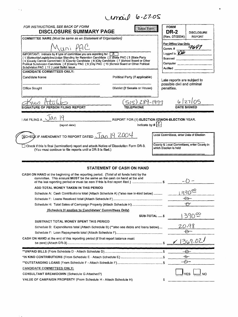 Campaign Finance Disclosure Report | PDF | Political Action Committee ...