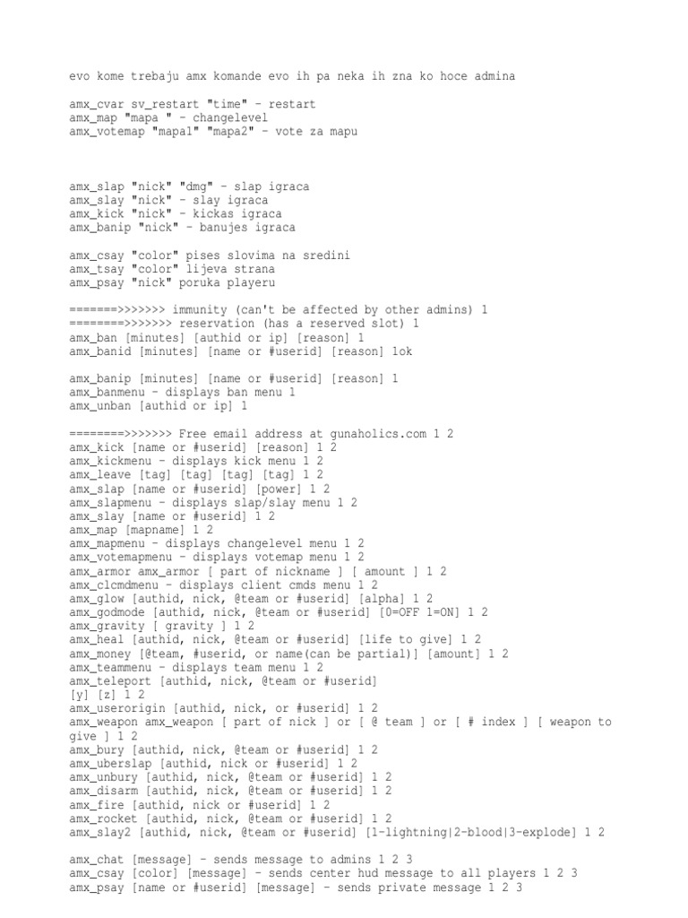 AMX Admin Commands Guide | PDF | Computing | Computing And Information ...