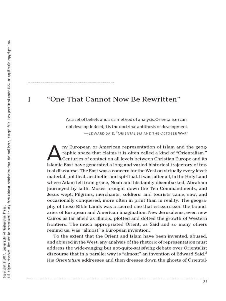 Daniel Varisco - One That Cannot Now: Reading Orientalism | PDF ...