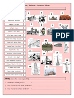 Vocabulary Matching Worksheet Landmarks Icons Fun Activities Games 3744