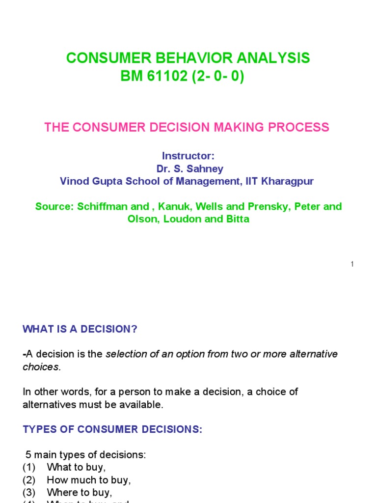 Supplementary Slides Consumer Decision Making | PDF | Consumer ...