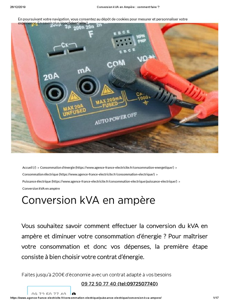 15 Kva Triphasé En Ampere Conversion kVA en Ampère - Comment Faire | PDF | Puissance (physique) |  Électromagnétisme