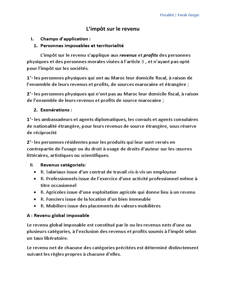 Guide sur l'impôt sur le revenu au Maroc | PDF | Impôts | Revenus