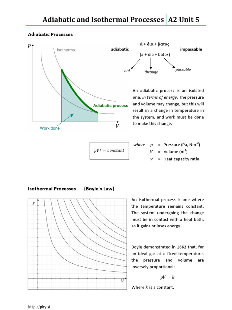 Adiabatic and Isothermal Processes | PDF | Temperature | Gases