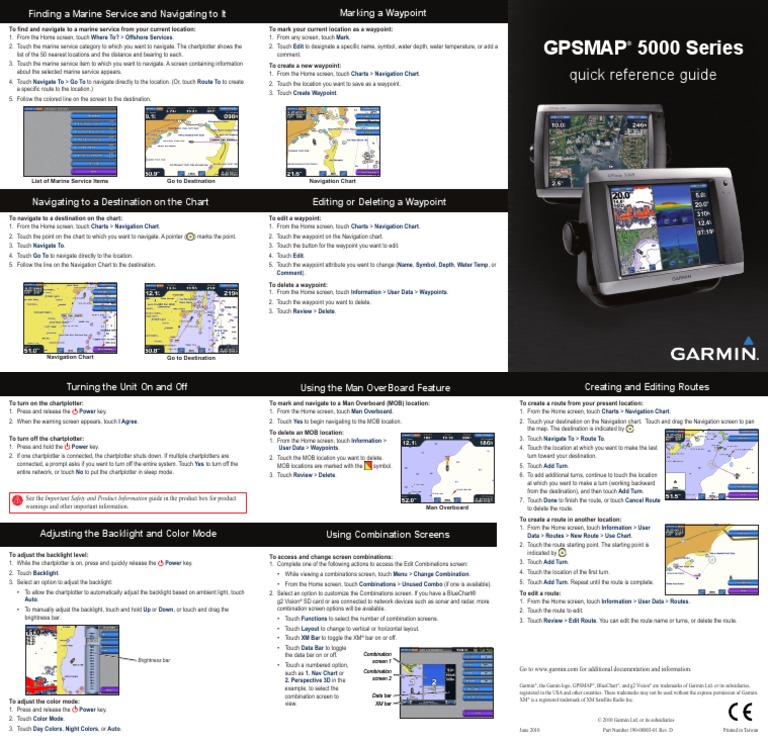 Garmin GPS 5212 QuickReferenceGuide | PDF | Navigation | Computing