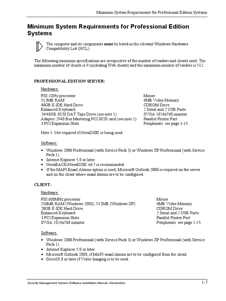 Minimum System Requirements For Professional Edition AMAG PDF