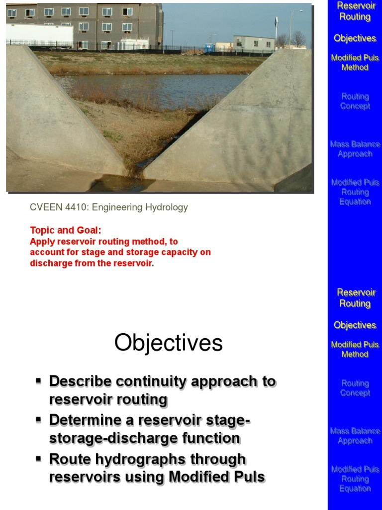 Reservoir Routing PDF Discharge (Hydrology) Hydrology