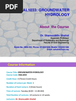 Mal1033: Groundwater Hydrology: About The Course