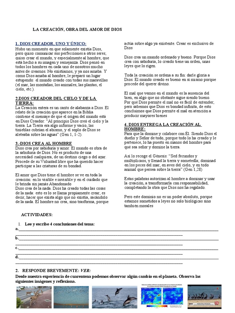 La Creación: Amor de Dios en el Mundo | PDF | Mitos de la creación | Dios