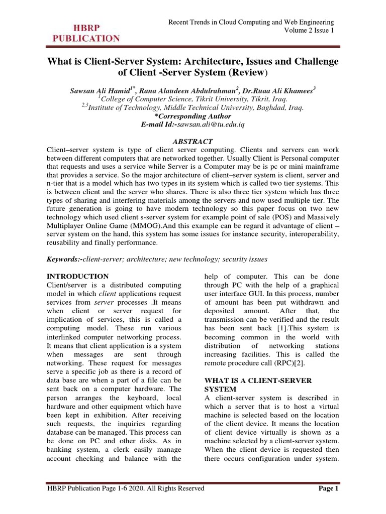 What Is Client - Server System 3 - HBRP Publication | PDF | Client ...