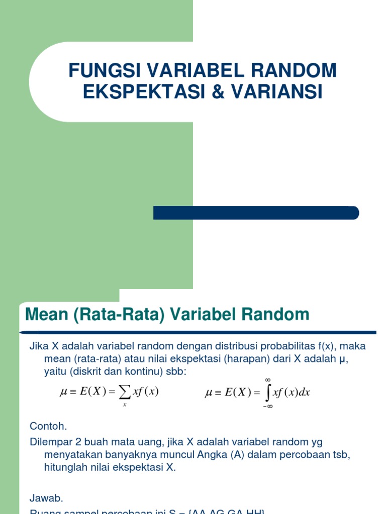 Ekspektasi dan Variansi Variabel Random | PDF | Metode & Bahan Ajar